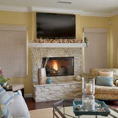 Fireplace Focal Point in Nautical Themed Living Room