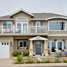 Pops of Beachy Color on Home's Front Exterior