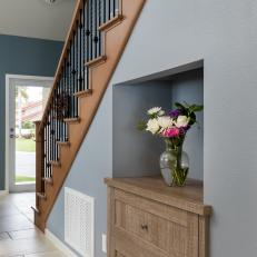 Newly Remodeled, Wrought Iron Stair Rail with Under-Stair Storage