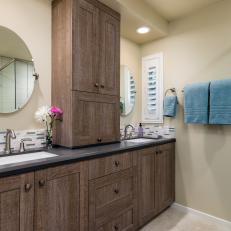Master Bathroom with Plenty of Storage and Stylish Backsplash