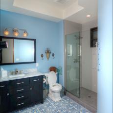 Simple Blue Transitional Bathroom