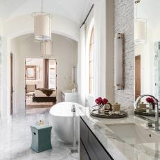 Spa-Like Master Bathroom With Marble Floor