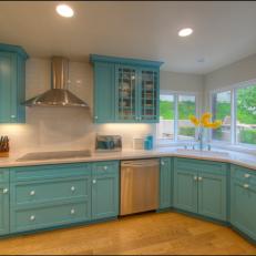 Kitchen With Blue Cabinets