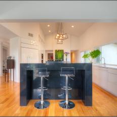Modern Open Kitchen With Gray Eating Bar