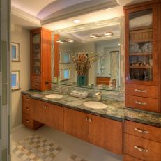 Double Vanity Bathroom With Arched Ceiling