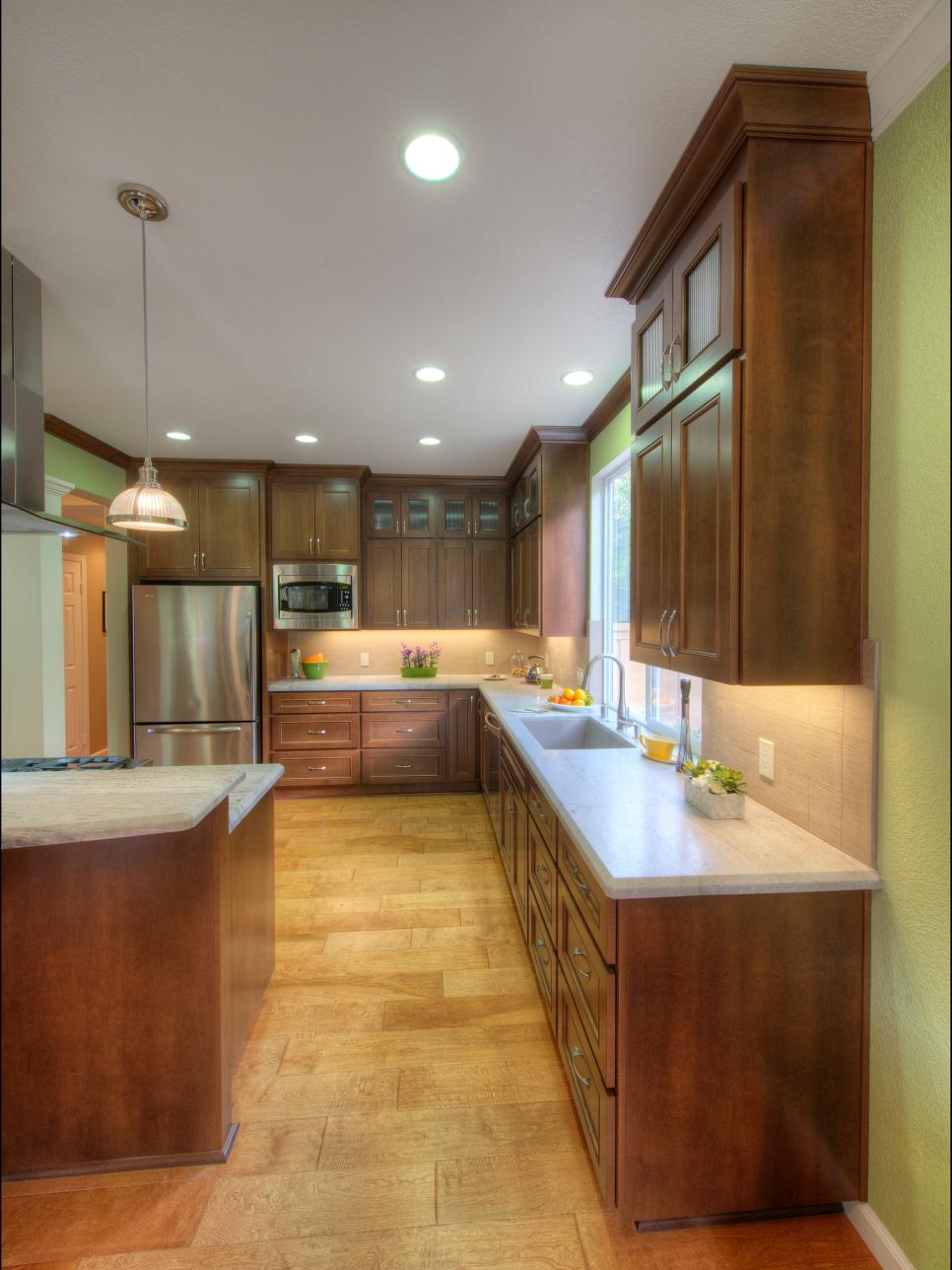 Green Open Plan Kitchen With Wood Floor HGTV