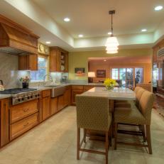 Eat-In Neutral Kitchen With Narrow Island