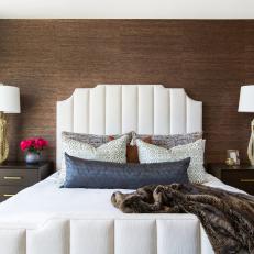 Contemporary Brown Bedroom With Statue Lamps