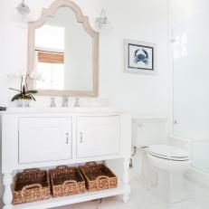 White Bathroom With Three Baskets