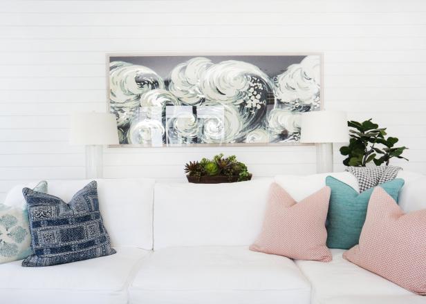White Sofa and Wave Art