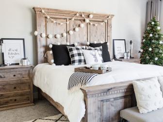Rustic Bedroom With Christmas Tree