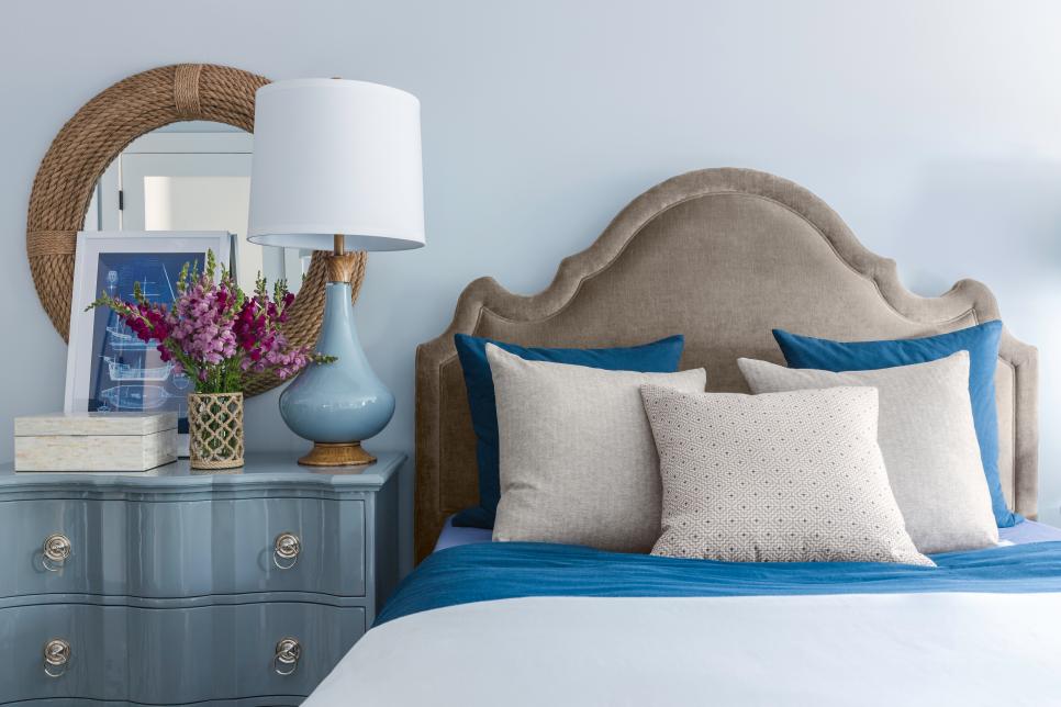 Gray and Blue Guest Bedroom