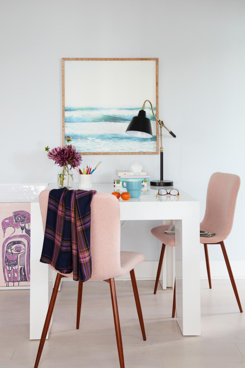 Console Table and Pink Chairs