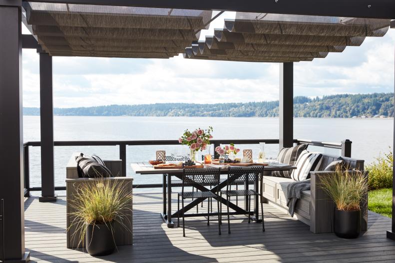 Outdoor Dining Room With Bay View