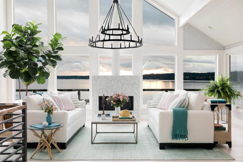 White Great Room With Waterfront View