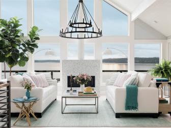 White Living Room With Water View