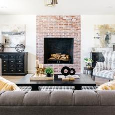 Matching Console Tables Add Symmetry to Modern Farmhouse Living Room