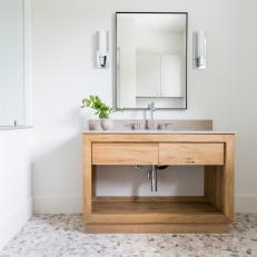 Neutral Bathroom With Rectangular Vanity