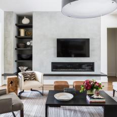 Contemporary Living Room With Black Coffee Table