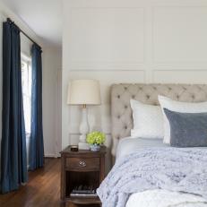 Transitional Bedroom With Wood Nightstand