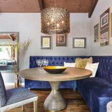 Blue Dining Area With Graphic Chair