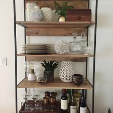 Rustic Wood Shelf With Dishes