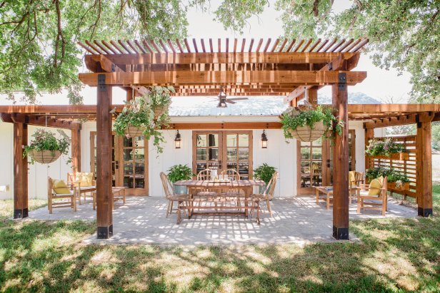 As seen on FIxer Upper, the pergola on the newly remodeled Eberle home. (After)