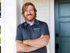 As seen on Fixer Upper, Chip Gaines outside the Lee's renovated home. (Portrait)