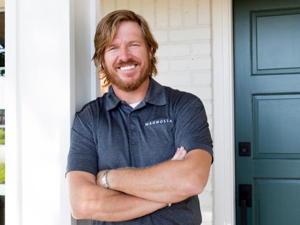 As seen on Fixer Upper, Chip Gaines outside the Lee's renovated home. (Portrait)