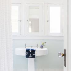 Blue Bathroom With Nautical Towel