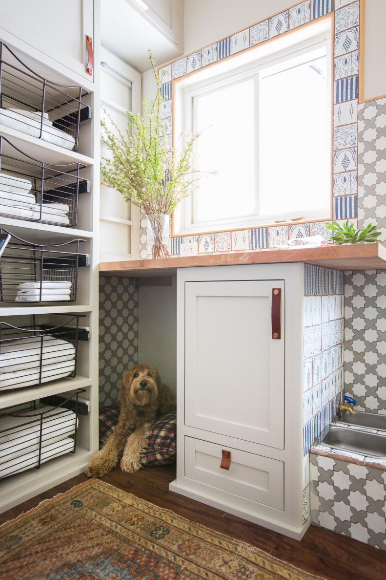 Colorful Laundry Room With Tiles