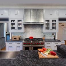Gray Traditional Kitchen With Cutting Board