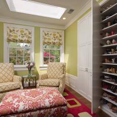 Green Traditional Closet and Sitting Room