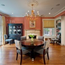 Orange Traditional Dining Room With Yellow Shades