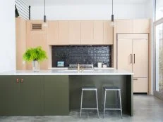 Open Plan Kitchen With Green Island