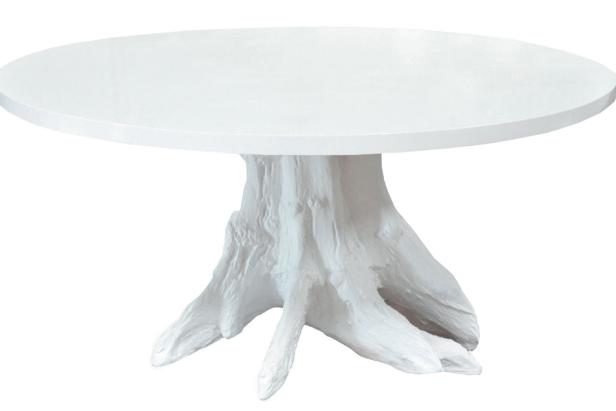 Transitional Round White Dining Table