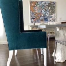 Blue Hues Echoed in Velvet Chairs, Modern Artwork