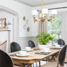 Rustic Neutral Dining Room with Wooden Farm Table 