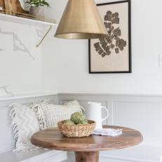 Contemporary Neutral Breakfast Nook with Walnut Bistro Table 
