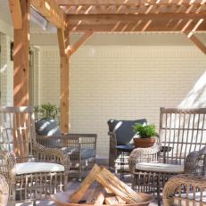 Contemporary Neutral Porch with Fire Pit 