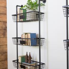 Rustic Neutral Shelving with Black Metal Shelving 