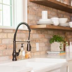 Rustic Neutral Kitchen with White Farmhouse Sink 
