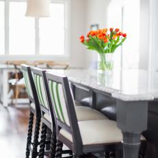Kitchen Barstools With Green Stripes
