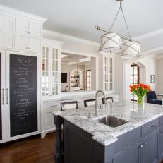 White Transitional Kitchen With Chalkboard