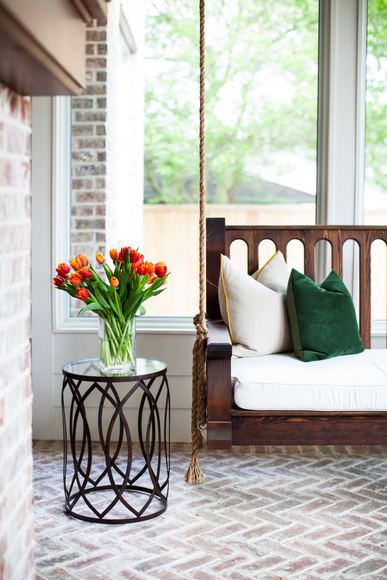 Porch Swing and Tulips