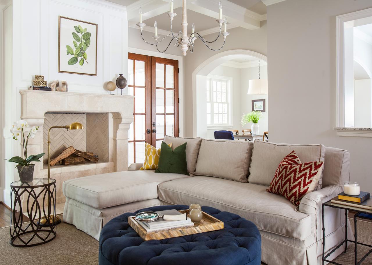 blue ottoman living room