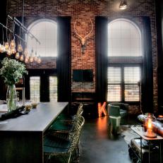 Urban Great Room With Arched Windows