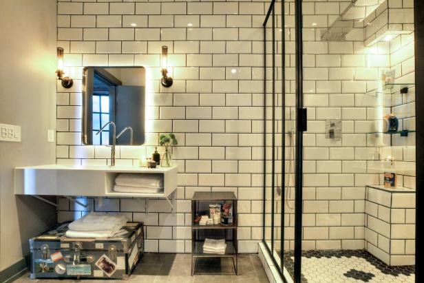 Industrial White Bathroom With Subway Tile | HGTV