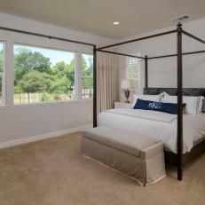 Neutral Transitional Master Bedroom With Canopy Bed
