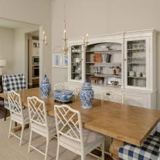 Neutral Transitional Dining Room With French-Country Flair